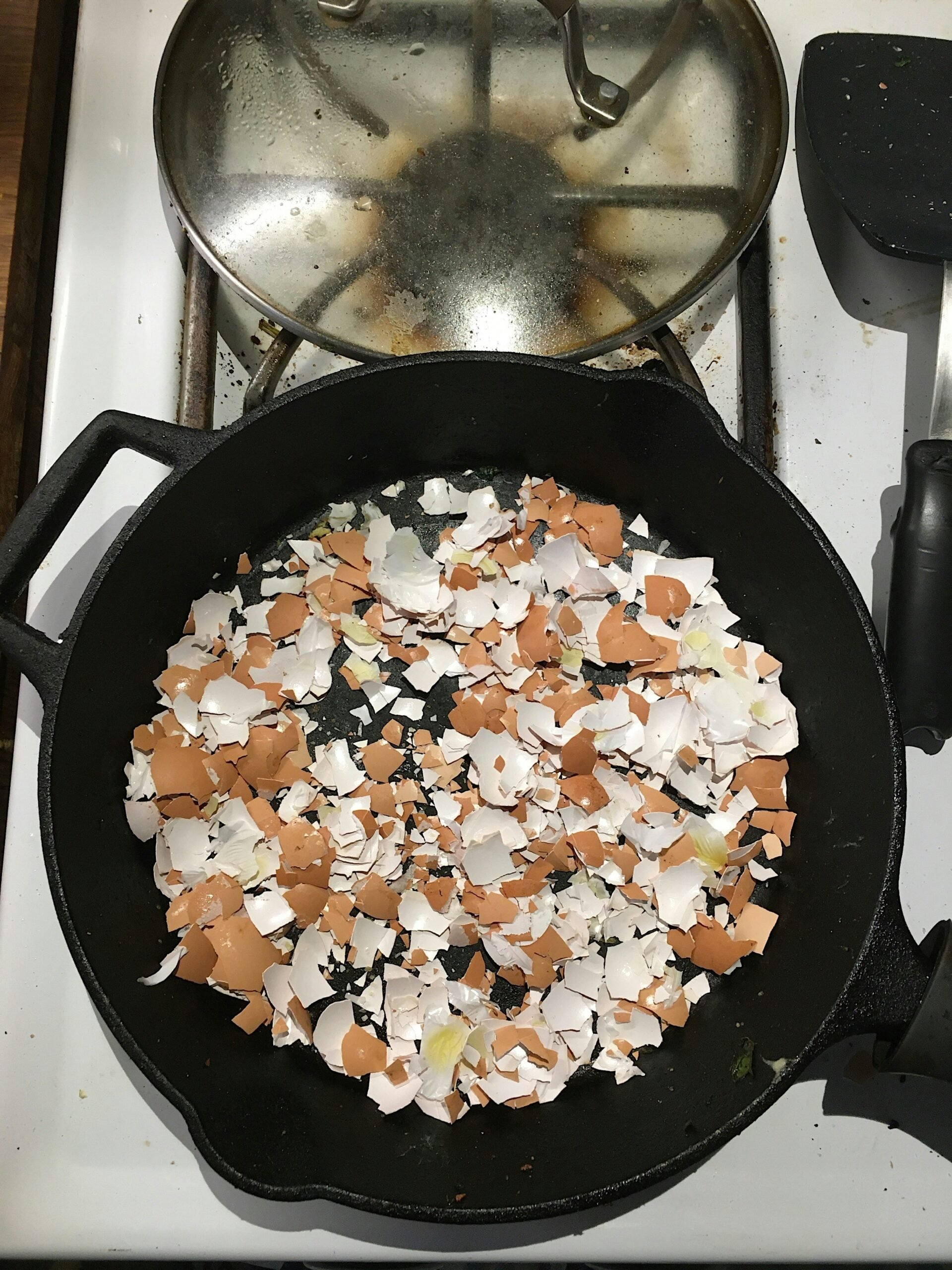 Toasting eggshells to make eggshell extract or WCA, an easy homemade regenerative input for flower farmers